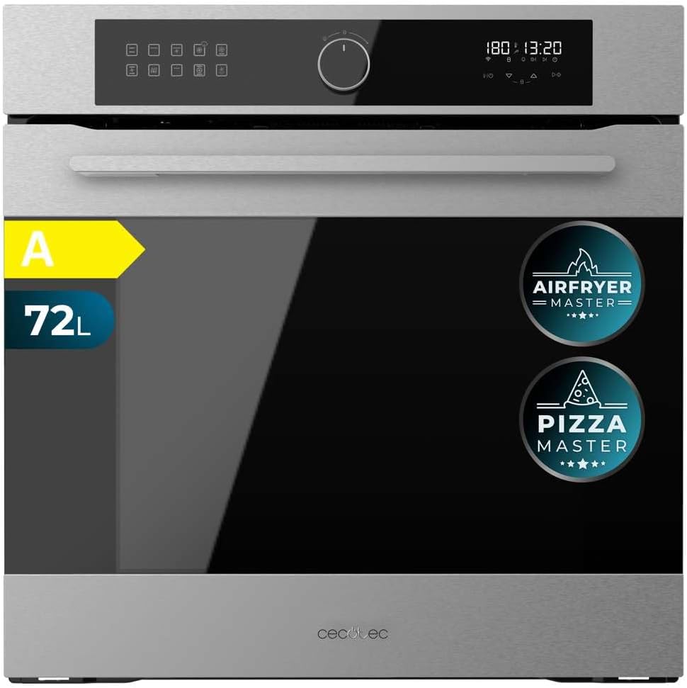 Cecotec AF316000 horno de pared, 72L Capacidad, 11 Funciones con Airfryer Master, 3D Cooking, Pizza Master, Steam Asisst, Steam EasyClean, Defrost