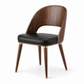 Silla de Madera de Nogal y Asiento de PU Negro 46x53x82 cm