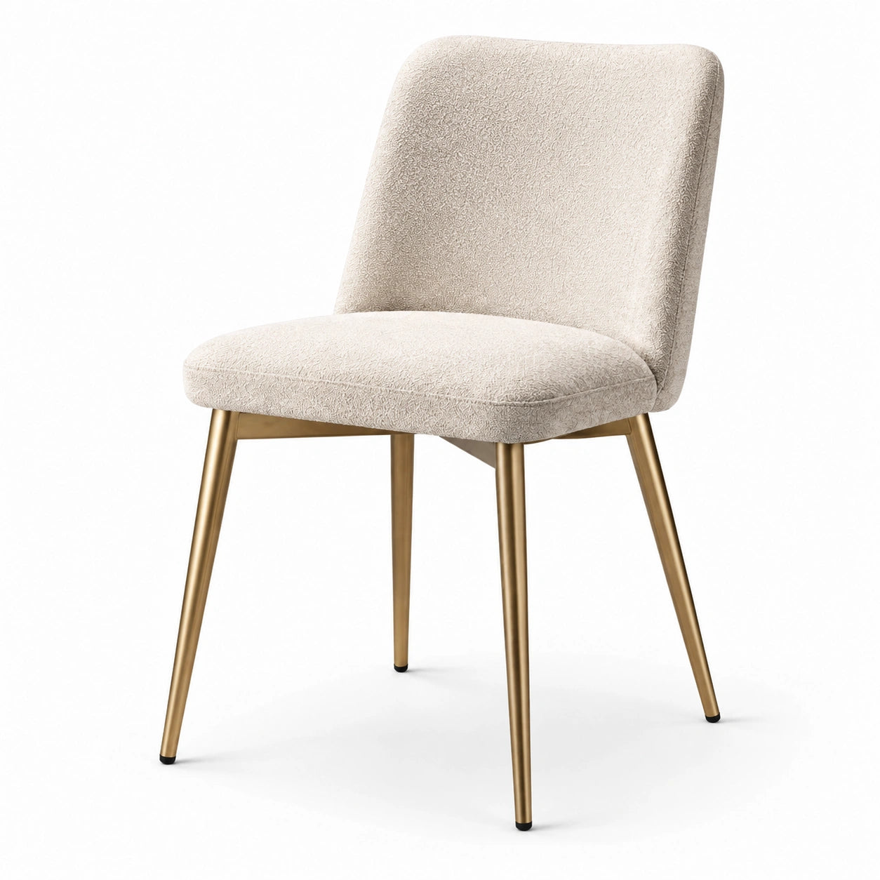 Silla de Tela de Poliéster Beige con Patas Metálicas Doradas 45x55x80 cm