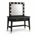 Tocador negro de madera con espejo iluminado LED y cajones