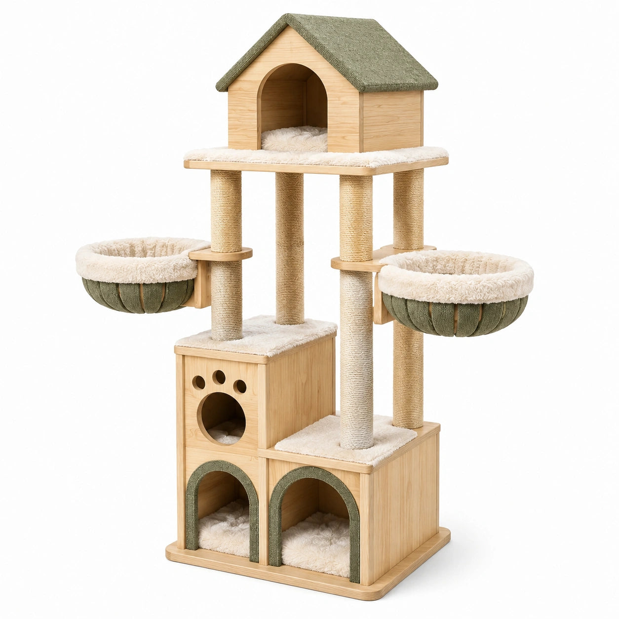 Árbol de bambú y algodón para gatos con hamacas 150cm