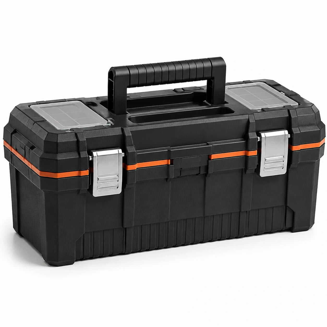 Caja de herramientas de plástico con cierres metálicos negro/naranja 50 cm