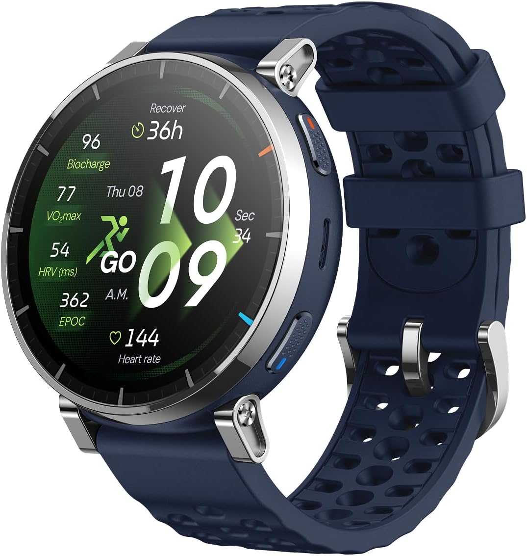 Smartwatche 4GB, Amazfit, NFC, Mapas Offline, Active 3 Reloj Inteligente GPS Running, Pantalla AMOLED 1,32' Zafiro, Batería de 12 Días, 5 ATM