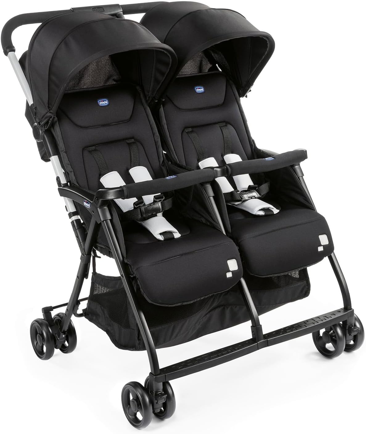 silla de paseo, Chicco, OHlalà Twin Gemelar desde 0 Meses hasta 15 kg para Gemelos y Hermanos, Cubierta Lluvia - Color Negro, Ligero, Plegado Compacto