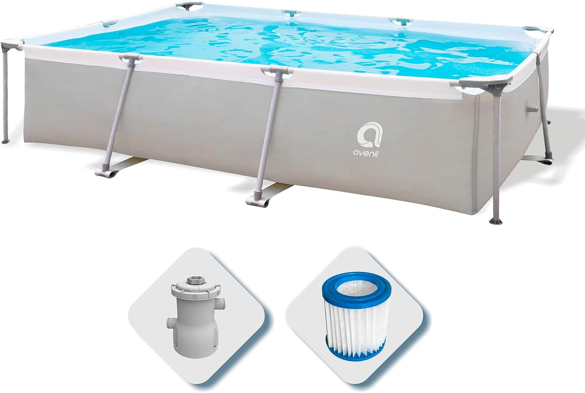 Piscinas desmontable, AVENLI, Gris, Piscina Rectangular con Estructura