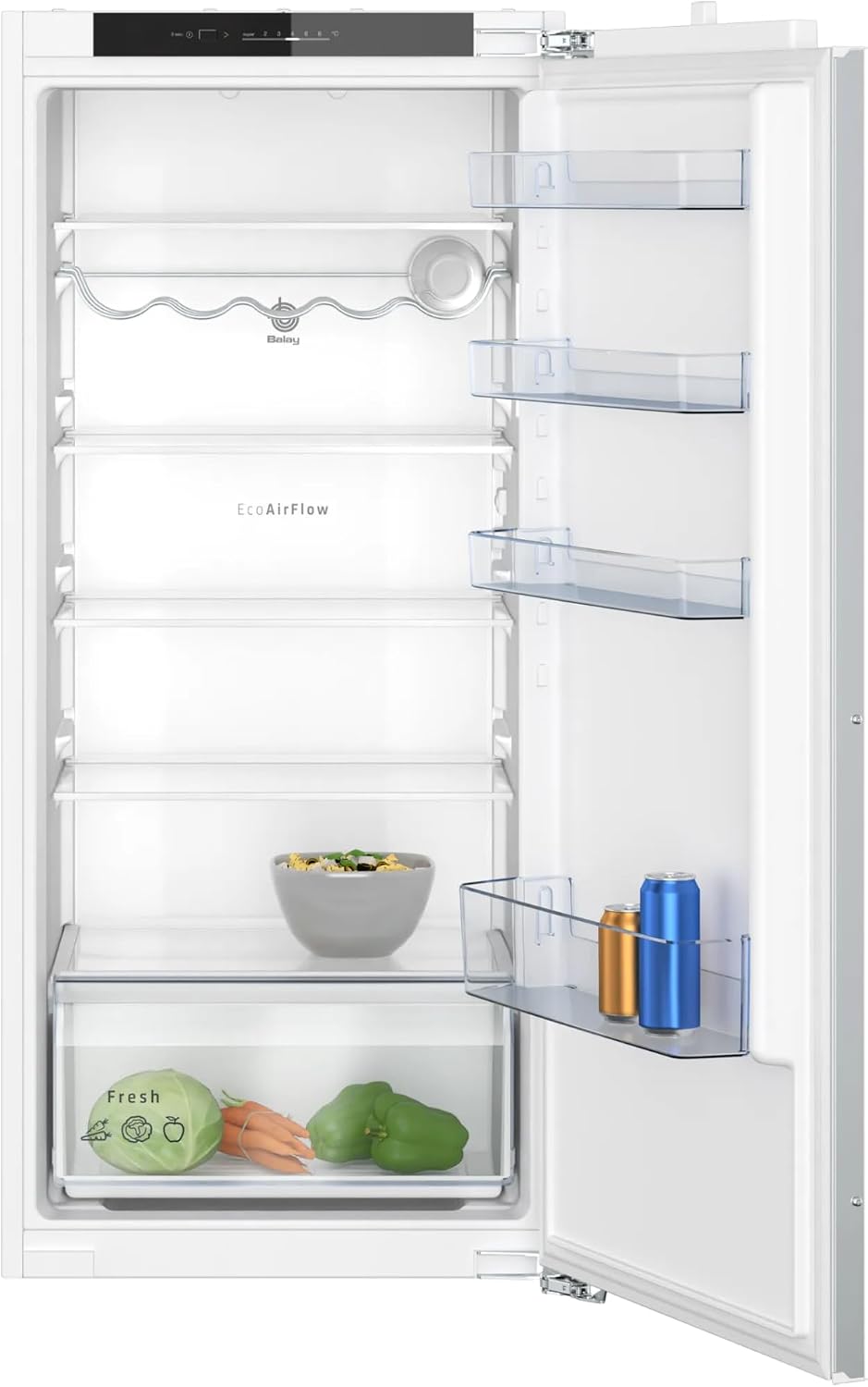 frigorífico combi 3FIE434S, Balay, - Frigorífico 1 puerta, 204 litros, Integrable, Puerta Fija, Cajón Fresh, Botellero
