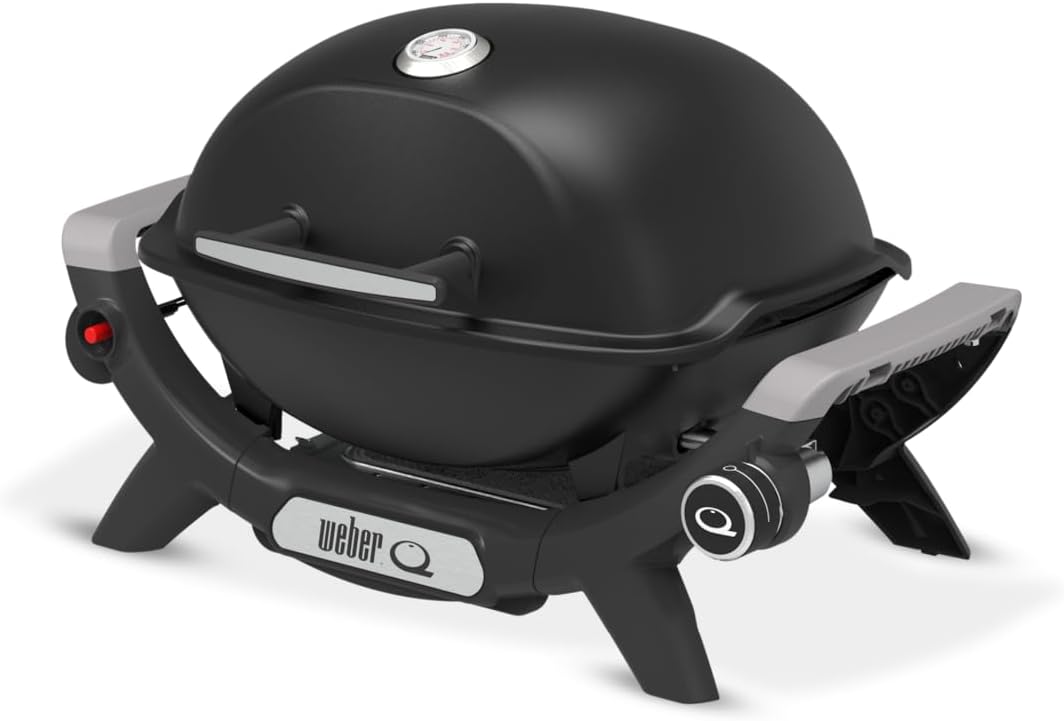 barbacoa de gas 1100N, Weber, 1 quemador, tapa y carcasa de aluminio fundido - Negro (1501925), barbacoa portátil