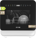 lavavajillas, EVVO, Mini D Trip 3 – Compacto Sobremesa, 3 Servicios, 6 Programas, Clase Energética C, Secado Extra Air Fresh, Panel LED Táctil