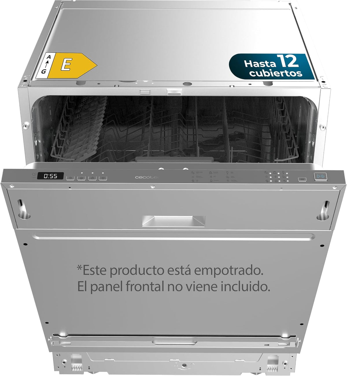 Cecotec lavavajillas, 12 Cubiertos y 7 Programas, Programa 3 en 1, Función Media Carga, Delay Start, Dry+ y ChildLock, Cesta para Cubiertos