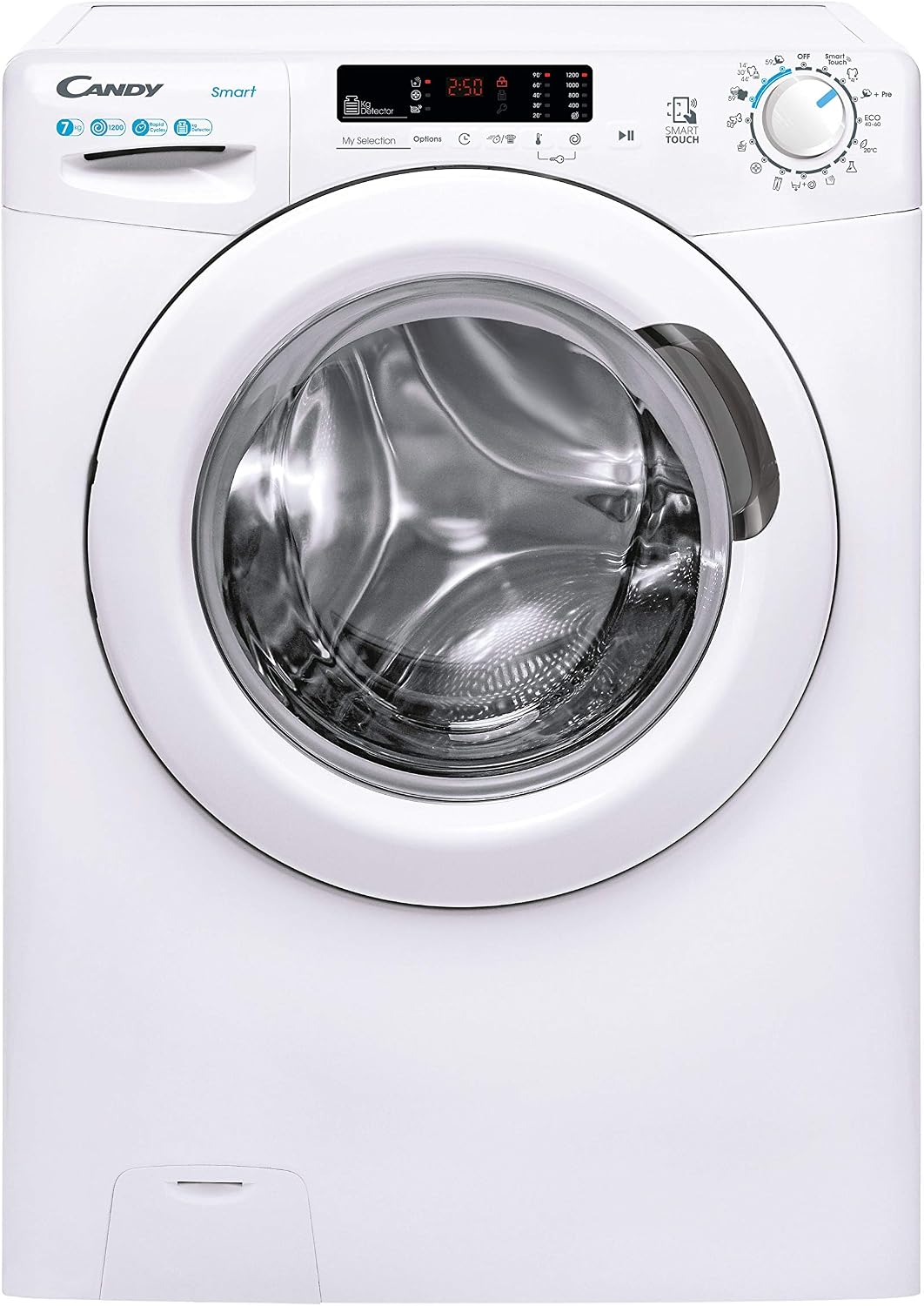 lavadora CS4, CANDY, Smart CS4 1272DE, 1-S, 1200 rpm, 45 cm prof, 5 programas rápidos, NFC, Blanco