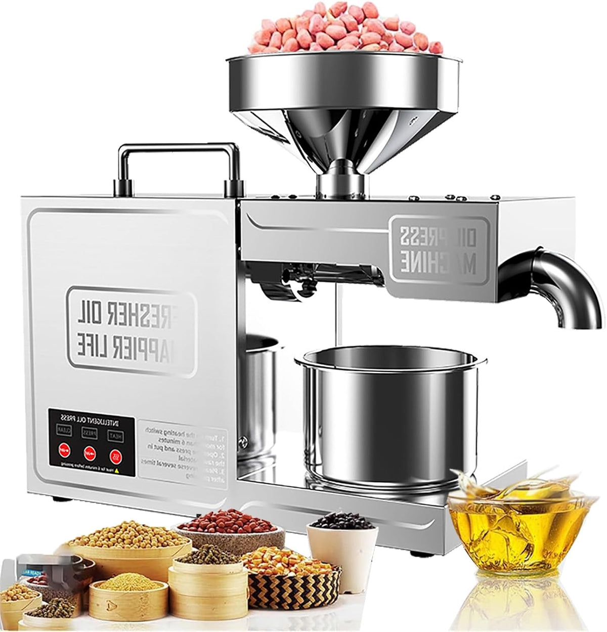 Exprimidores eléctrico, Dfdieratve, EléCtrica, Coco, Lino, Maní, Ricino, Semillas de Perilla, Prensa de Aceite de 820 W, para Aguacate