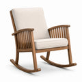 Mecedora de Madera con Cojines de Tela Beige