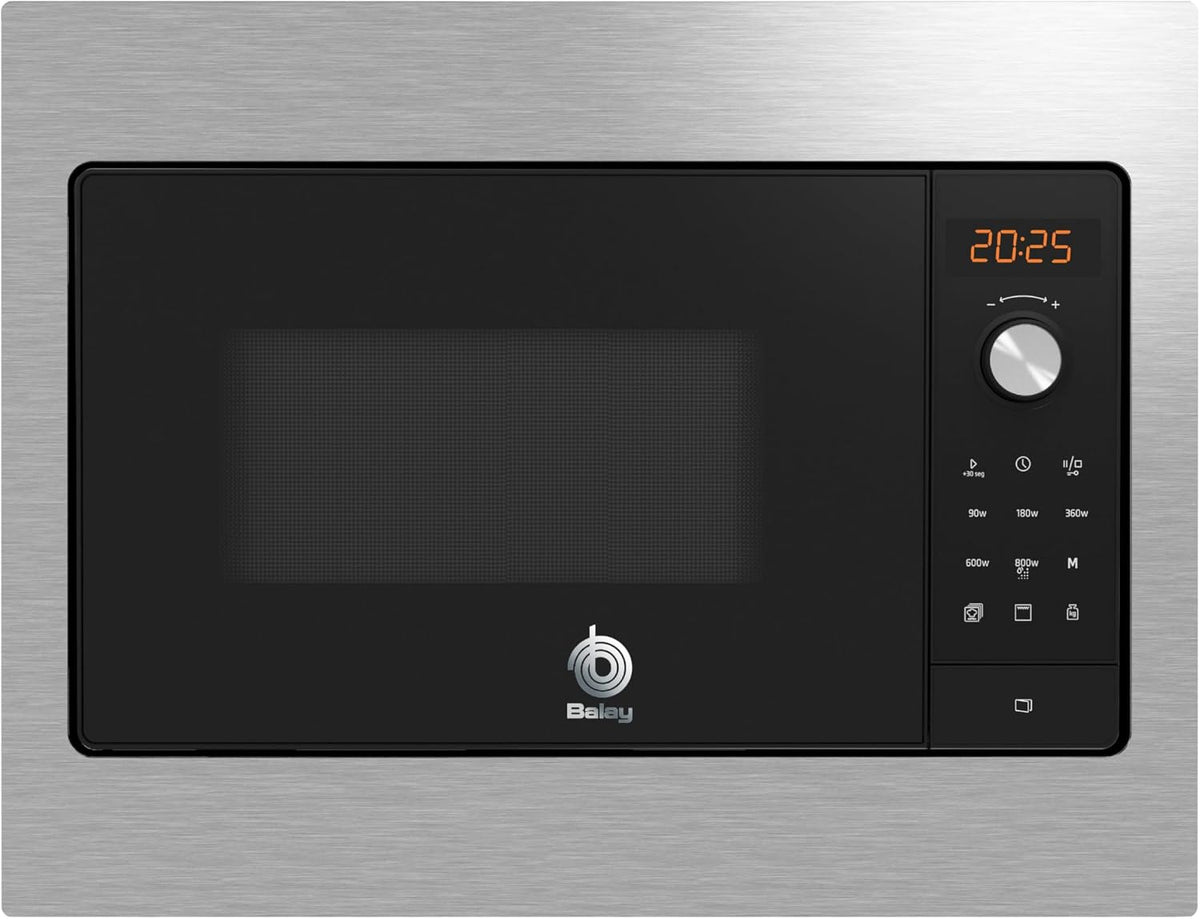 microondas 3CG5142X3, Balay, 800 W, 20L, Grill, Ap. lateral izquierda, Negro, Acero Inoxidable