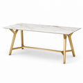 Mesa de mármol blanco y metal dorado 200x90cm