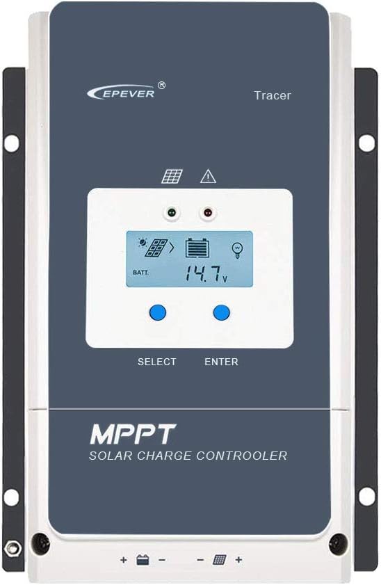 Controladores MPPT 60A, EPEVER, GEL, 60A MPPT Controlador de Carga Solar 12V, 24V, 36V, 48V con Pantalla LCD, Inundado y Usuario - Tracer 6415AN