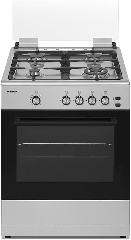 Cocinas independiente CC61EHX, INFINITON ELECTRONICS, Inox, Quemadores con seguridad FFSD, compatible gas Natural y Butano, 4 Zonas