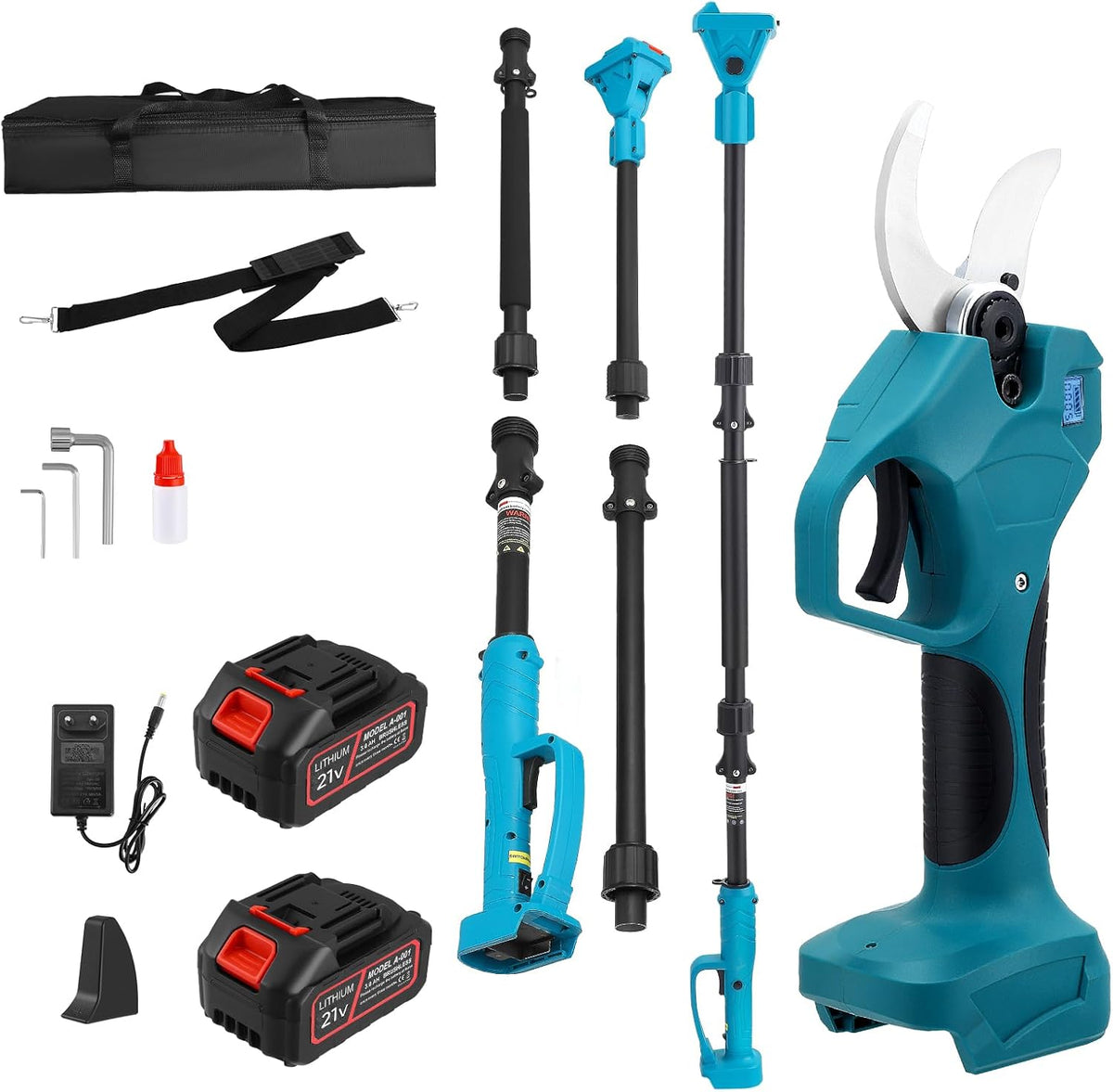 Tijeras de podar, Trsaow, Viene con un Poste Telescópico de 136-233 cm y dos Baterías de 3000 mAh Electric Pruning Shears
