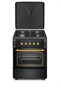 Cocina F6S40G2, SOLTHERMIC, GAS BUTANO Y GAS CIUDAD, 4 FUEGOS CON ENCENDIDO AUTOMATICO, F6S40G2 GAS NEGRA RUSTICA CON MANDOS DORADOS