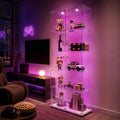 armario LED-2, BLSYHDH, vitrina para colección con 2 puertas, estatuilla de gabinete salón bar (5 pisos 2 puerta+LED-2, blanco)