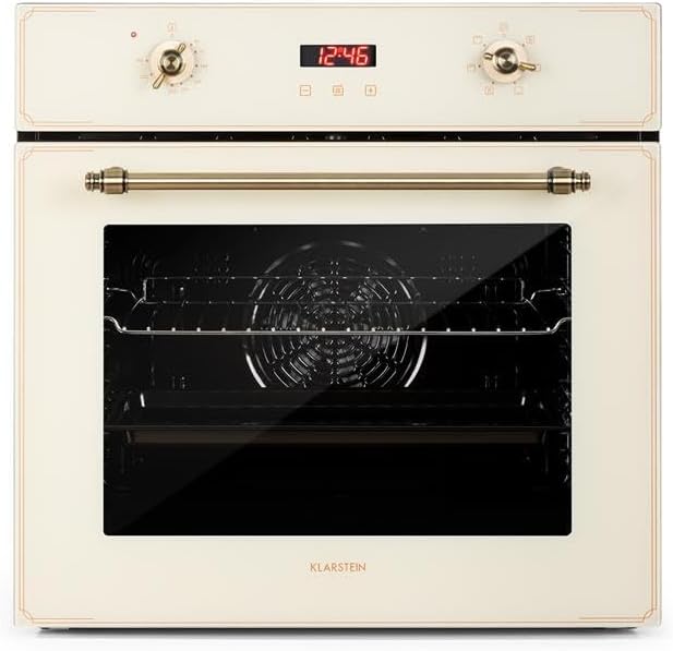 horno eléctrico, KLARSTEIN, Potencia 2.200 W, Voluen 70 L, 5 ranuras, 50-250 °C, Elizabeth - encastrable, Circulación de aire, Función grill, Crema