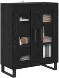 armario, vidaXL, Vitrina Roble Negro 69,5 x 34 x 90 cm Madera contrachapada, solución Moderna de Almacenamiento, Organizador Rectangular