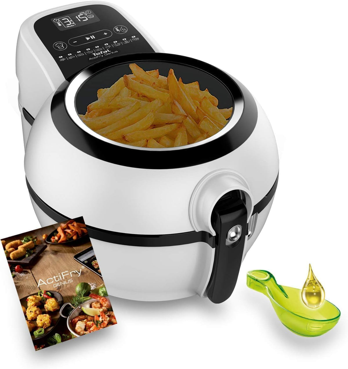 Tefal FZ761015 lavavajillas, de aire 1.2 kg, con 9 programas automáticos y accesorio para snacks, Negro, panel táctil intuitivo e incluye recetario