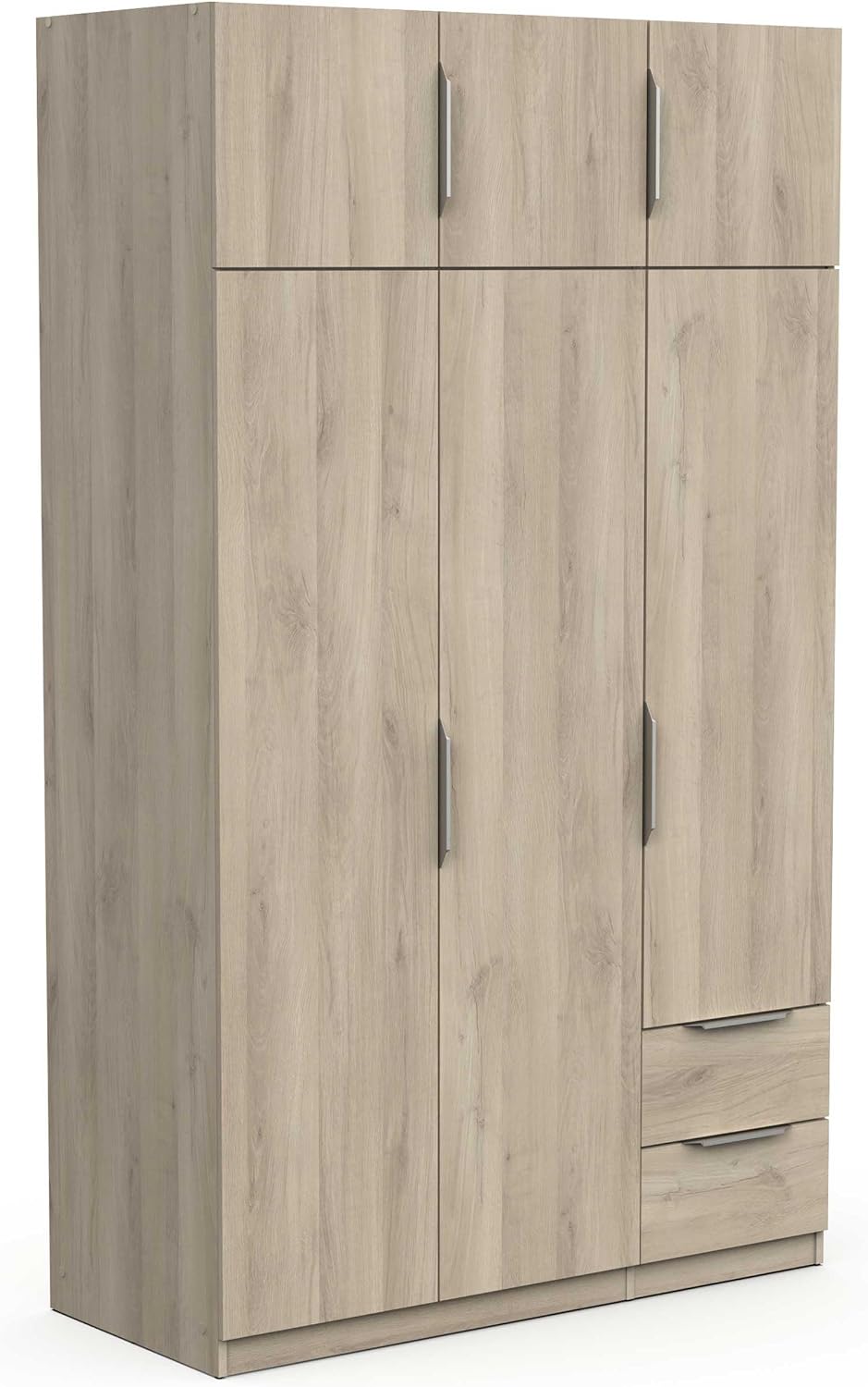 armario, Demeyere, Madera de ingeniería, Gris, 391394 Vestidor con Moderno 6 Puertas 5 estantes 2 cajones, 119,4 x 51,1 x 203 cm, Roble Kronberg