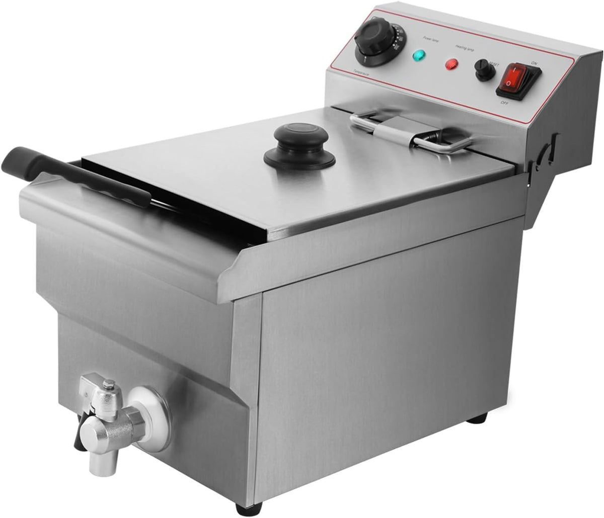 Freidora, DCSYOG, 10 l, rango de temperatura: 60-200 °C, eléctrica comercial de acero inoxidable de 3000 W con cesta