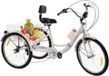 Plegable, Kcolic, Cesta 3 Ruedas Y Luz LED 24inch, Triciclo 24 Pulgadas Y 7 Velocidades para Adultos Mayores
