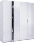 armario, Habitdesign, Color Blanco Brillo, 200 cm (Alto) x 180 cm (Ancho) x 52 cm (Fondo), Ropero Grande 4 Puertas