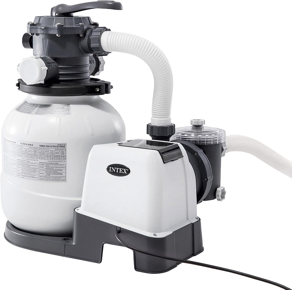 Filtro, Intex, para Piscinas Desmontables de hasta 37.800 L., 55226 - Depuradora de Arena Krystal Clear 7.900 L, 6 Funciones y Sistema de Bloqueo