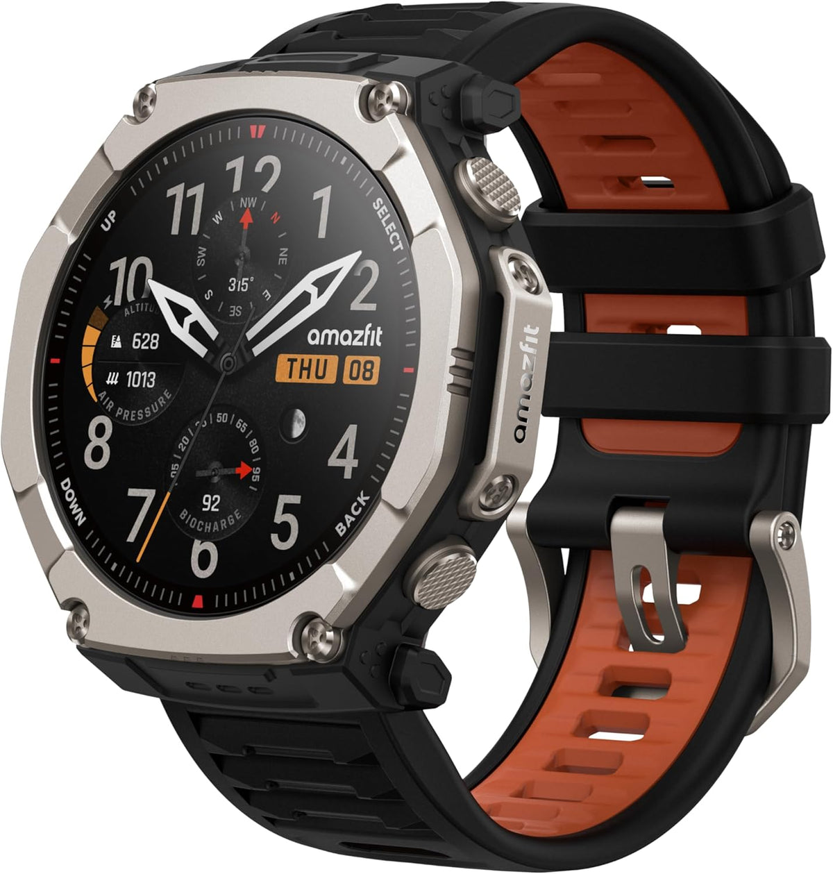 Smartwatche, Amazfit, GPS Doble Banda, Linterna, Mapas Offline, T-Rex Ultra 2 Reloj Inteligente Outdoor, Pantalla AMOLED 1,5' Cristal de Zafiro