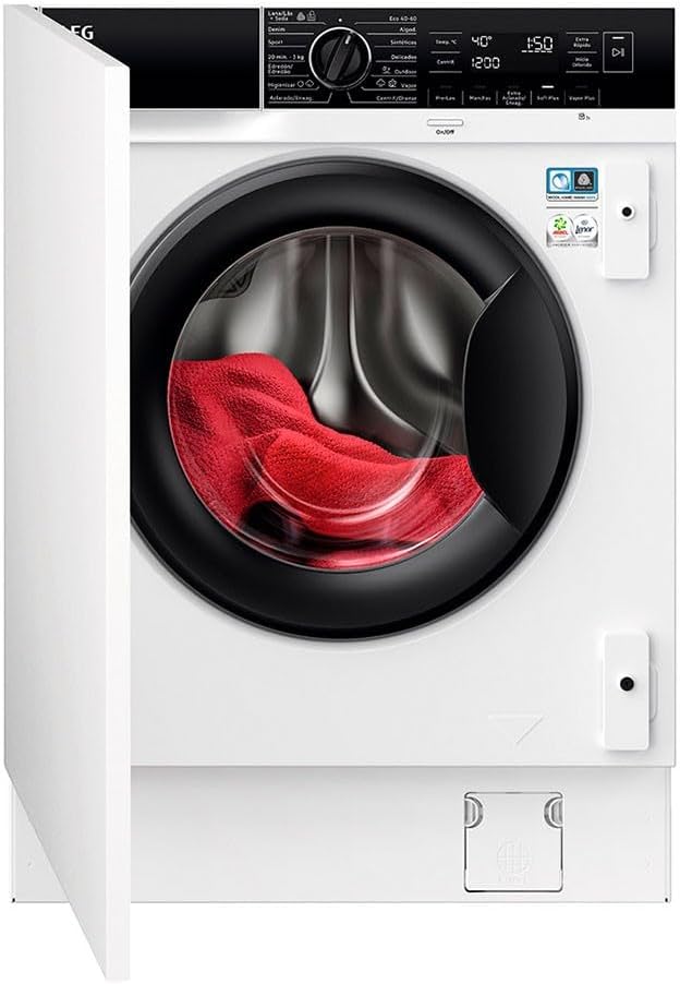 AEG LFN8E8436C lavadora, LFN8E8436C de Carga Frontal Integrable 8 Kg, 1400rpm, Motor Invert, Programa Rápido, Función Vapor, Conectividad Wifi