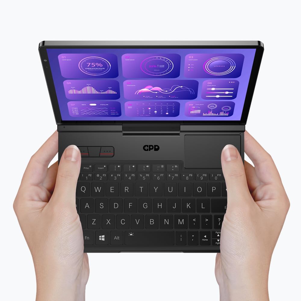 Portátiles 2 en 1 8840U, GPD, pantalla 8.8 Ultra HD giratoria 180°, Ryzen 7 8840U, RAM 16 GB LPDDR5x, SSD NVMe 1 TB, Wi-Fi 6E, Ethernet 2.5G