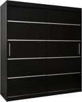 armario, ABIKSMEBLE, Profundidad 62 cm - Negro Mate, con Puertas correderas - Verona 1 - Mueble con Puertas correderas - Dimensiones: Ancho 180 cm