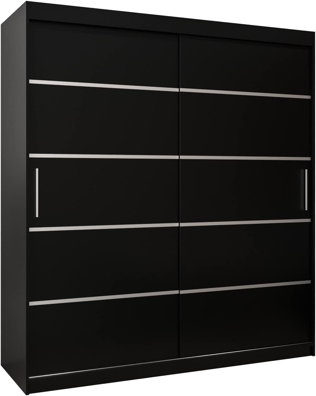 armario, ABIKSMEBLE, Profundidad 62 cm - Negro Mate, con Puertas correderas - Verona 1 - Mueble con Puertas correderas - Dimensiones: Ancho 180 cm