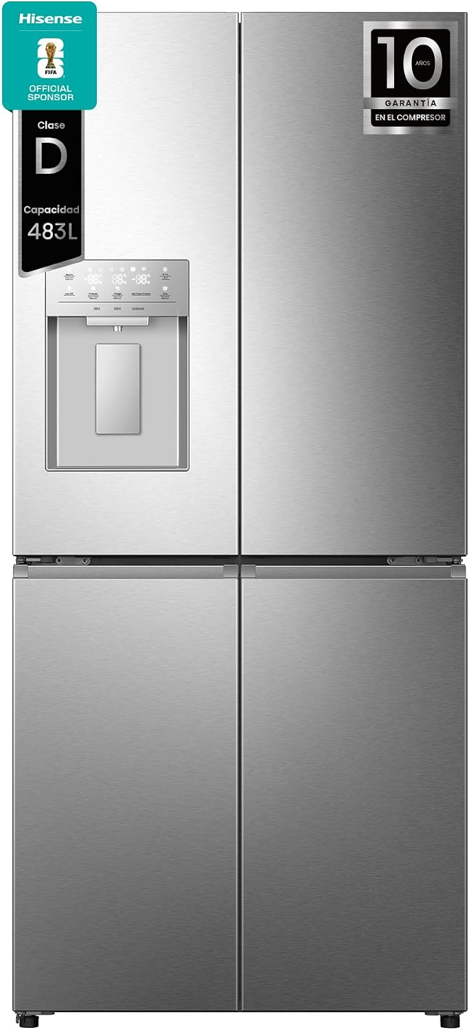 Hisense RQ5P470SYID frigorífico combi, RQ5P470SYID - Frigorífico Americano 4 Puertas, clase D, Metal-Tech Cooling, My Fresh Choice, Dual-Tech Cooling