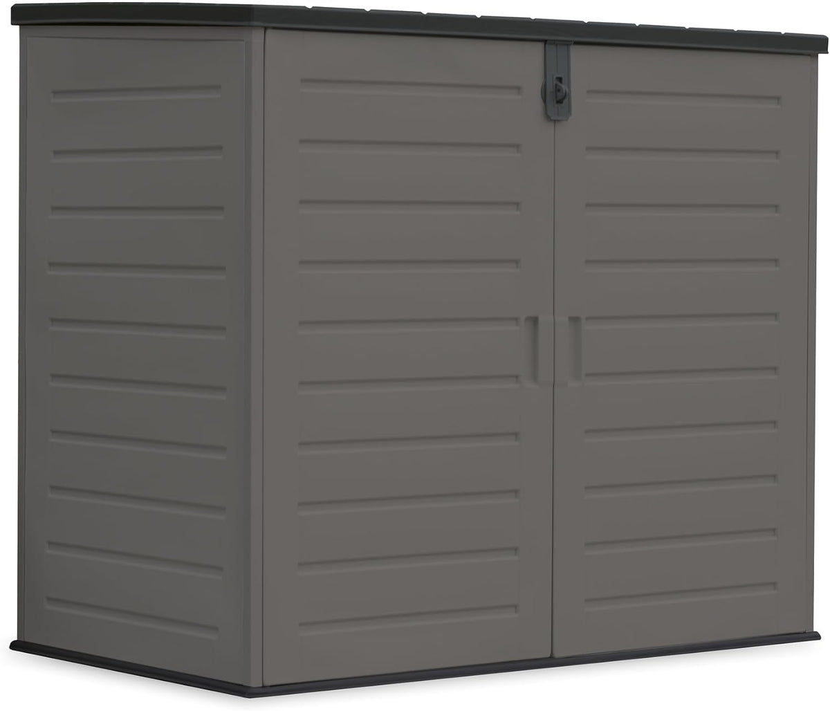 wasabi armario Wasabi - Armario Exterior Resina 1170L – 140x82x124cm – Suelo Incluido - Puerta Doble y Tapa Abatible – Estructura Metálica – Paneles