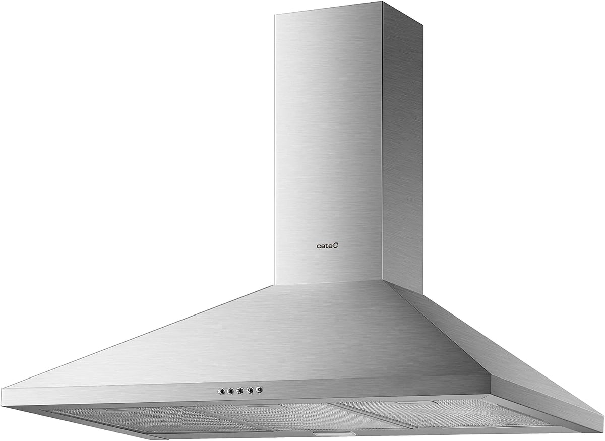 campana extractora, Cata, A Campana de Pared Decorativo 90 cm Capacidad de Extracción de 510m3, h 3 niveles de Potencia Acabado en Acero Inoxidable
