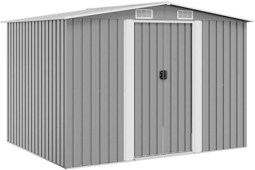cobertizo de almacenamiento, vidaXL, Caseta de Almacenaje Jardín Metal Gris 257x205x178 Cobertizo de Patio