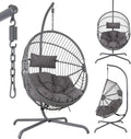 sillón, Arebos, Silla Colgante de Jardín con Soporte, Hamaca con Estructura de Acero 130kg, Color Gris, Altura Regulable 160-180cm