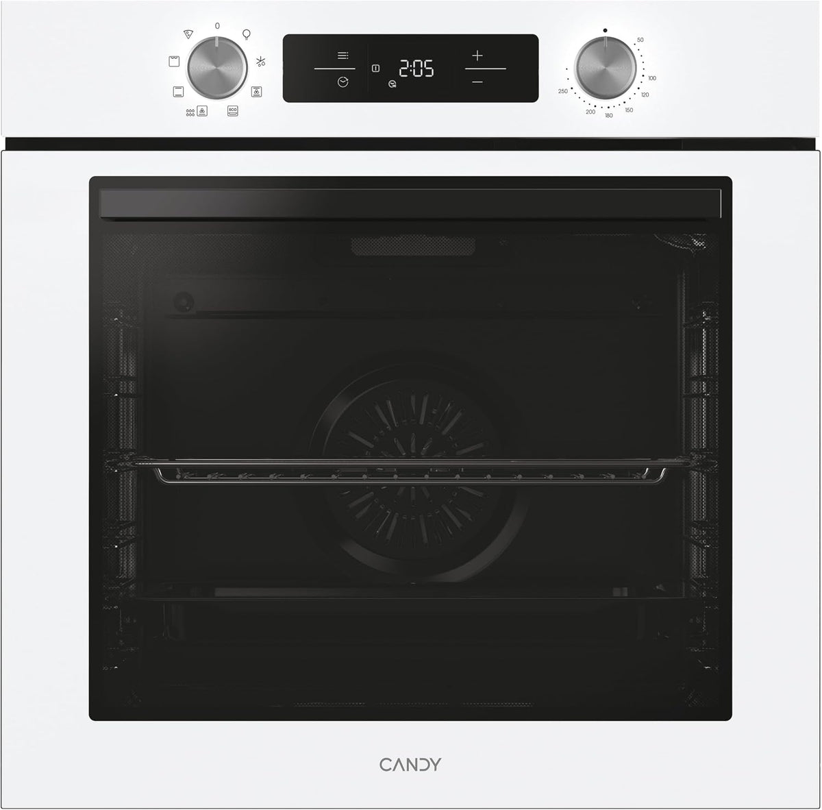 horno de pared CA6, CANDY, Bake 600 CA6 N3T1HTW Horno Multifunción, 78L, 1 Bandeja y 1 Rejilla, 9 Funciones, Recetas a través de app hOn, Ready UX
