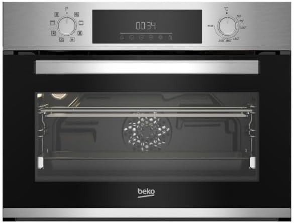 horno de pared BBCM12300X, Beko, BBCM12300X Horno Compacto con tecnología Aeroperfect y ventilador asistido