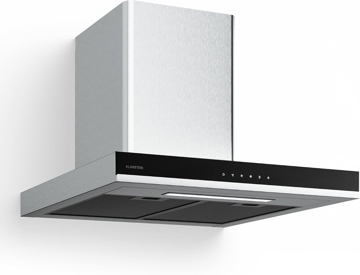 campana extractora, KLARSTEIN, Verosteel 60 cm - 881,6 m3, 3 Velocidades + Boost, h, LED, Filtros Lavavajillas & Carbón, Táctil, Silenciosa, Cocina