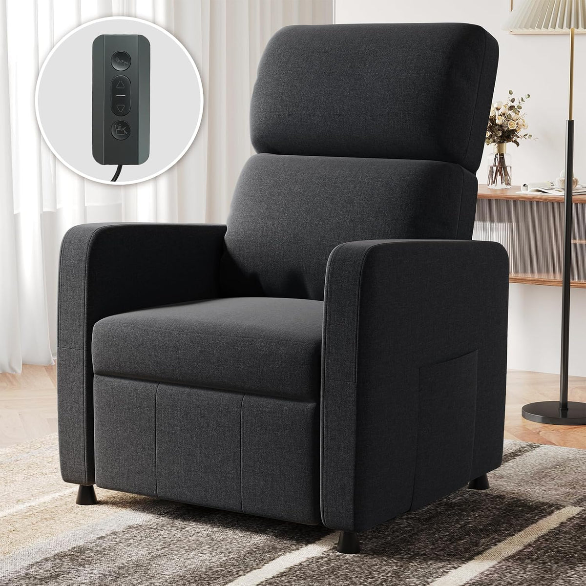 sillón, Devoko, Salón, Gris, Reclinable Ergonómica 90°-165°, Relax Reclinable Eléctrica, Silla Reclinable con Respaldo y Reposapiés Ajustable, Oficina
