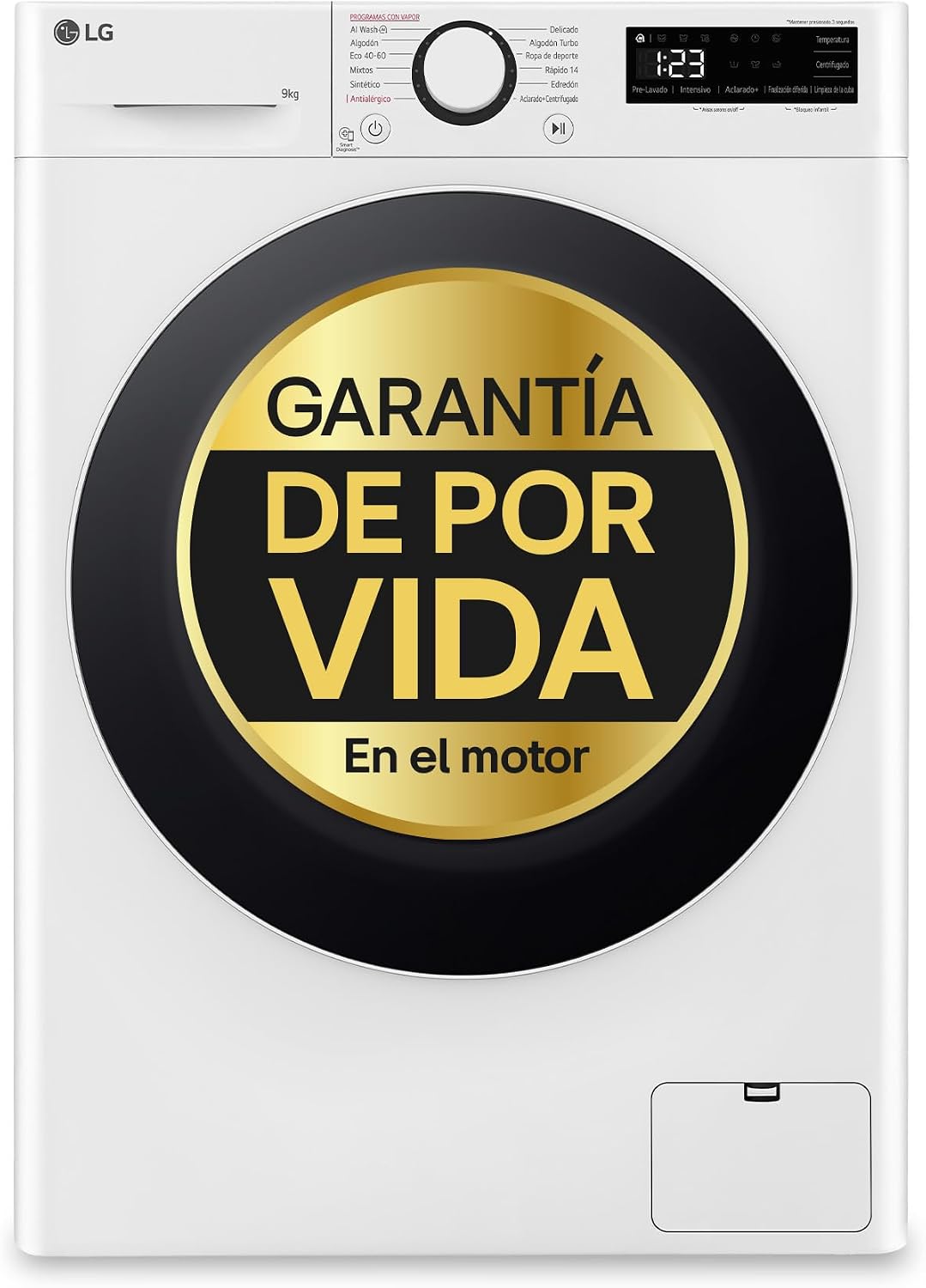 LG F4WR6010A1W lavadora, TurboWash 360o, Serie 600, AI Direct Drive, Carga Frontal, Clasificación A, Vapor Steam, Blanco