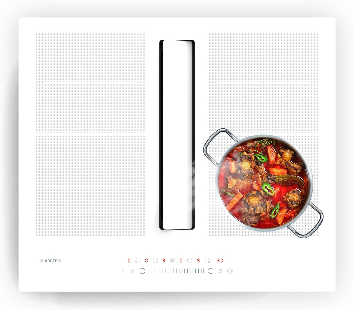 placa de inducción, KLARSTEIN, Chef-Fusion con Extractor Integrado - 7200W, Boost 8400W, 590 m3, Eficiencia Energética A, Diseño Estético