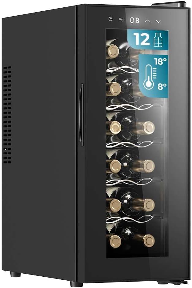 Cecotec vinoteca, enfriamiento termoeléctrico, silenciosa con 35 dB, temperatura regulable de 8-18oC, panel táctil y luz LED interior.