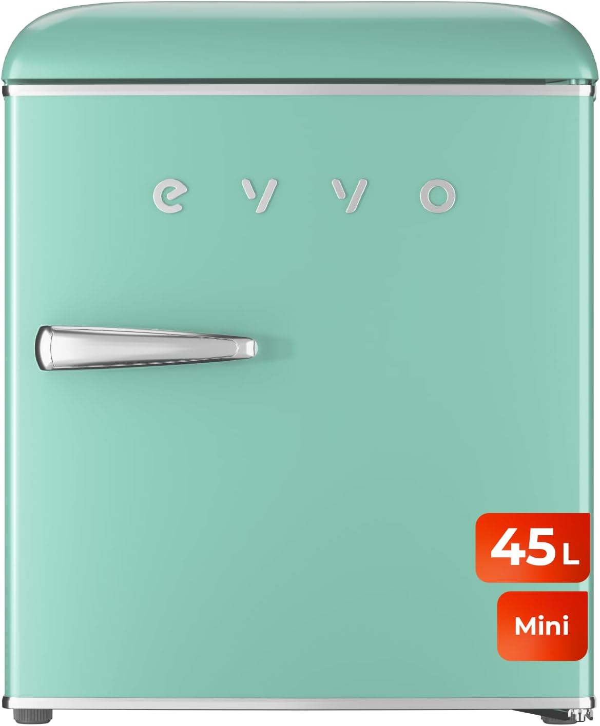 frigorífico mini F20, EVVO, Mini Nevera Retro 45 Litros de Capacidad, Diseño Vintage, Bajo Consumo, Silenciosa, Control de Temperatura