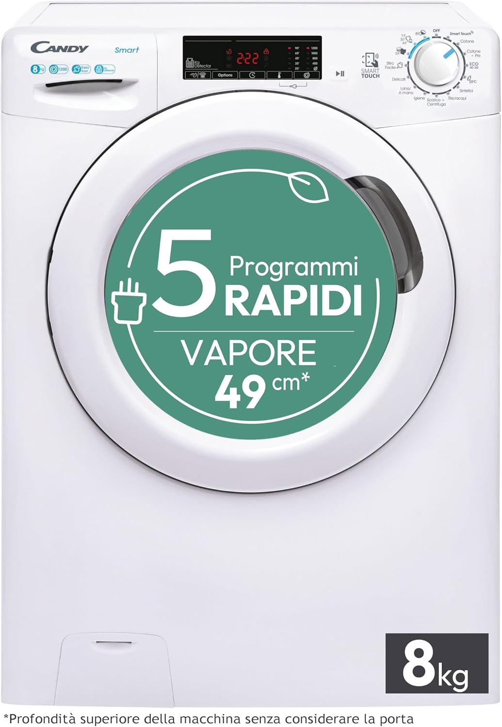 lavadora CSS128TW4-11, CANDY, Smart CSS128TW4-11 8 kg 1200 revoluciones Carga frontal 16 Programas Clase B